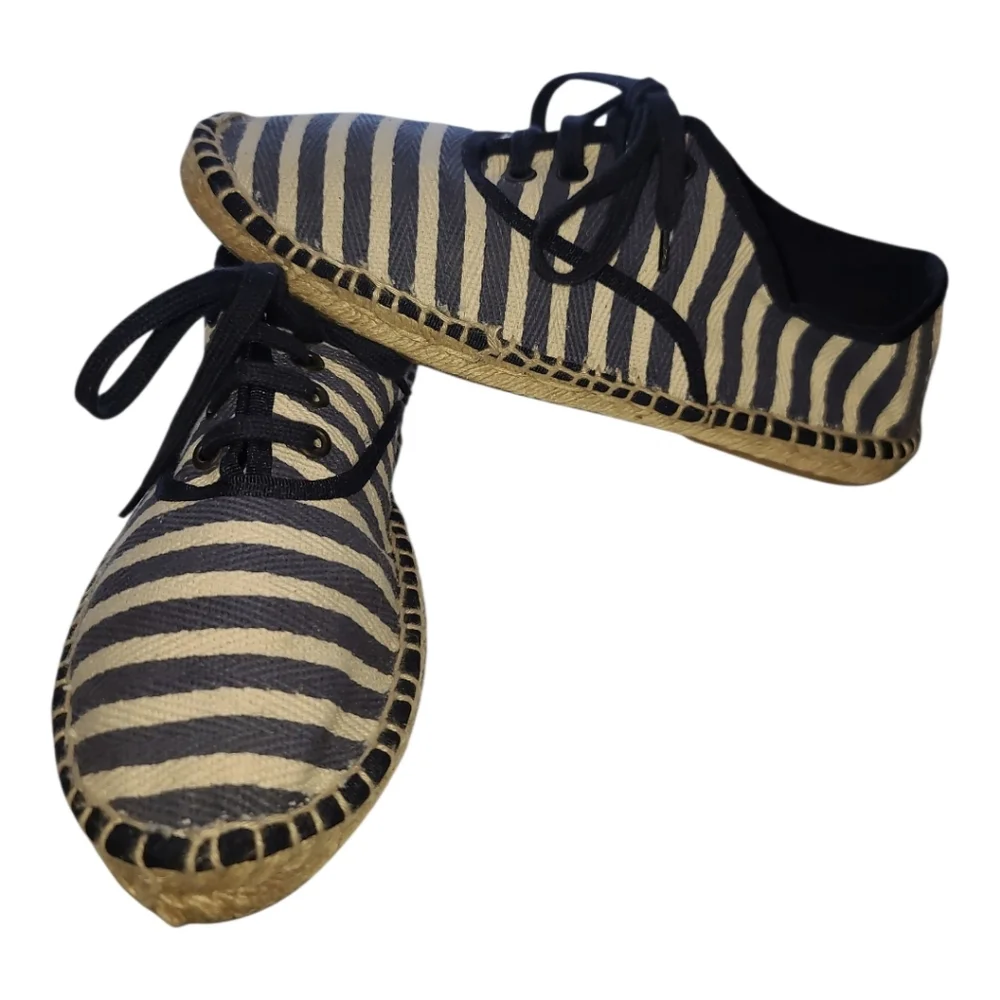 Zara Canvas Striped Espadrilles Sz 9 NWOT